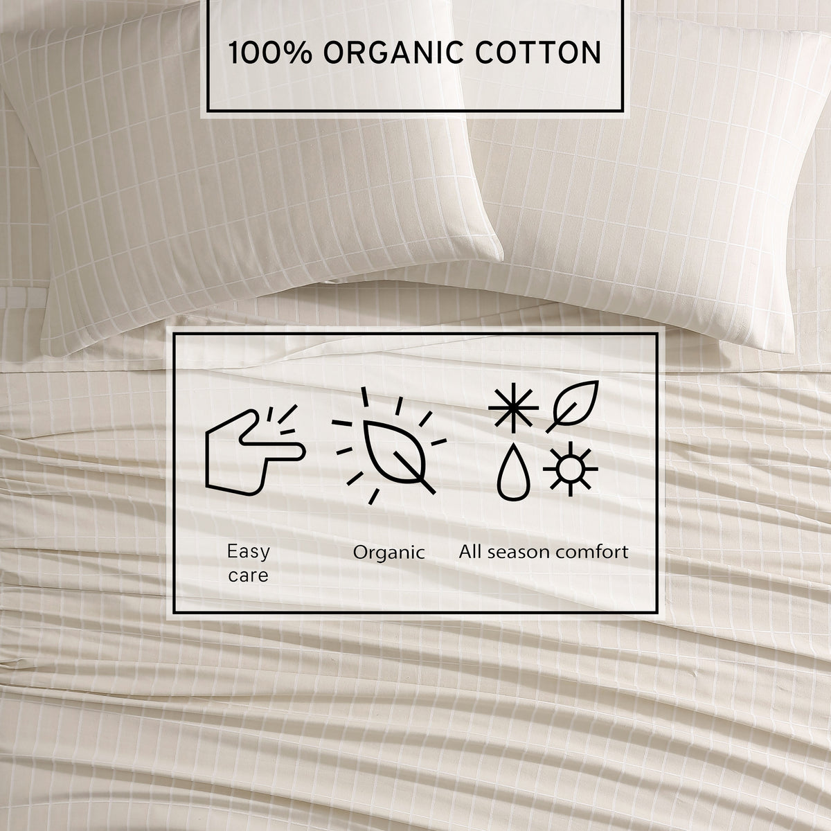 Marimekko Pieni Tiiliskivi Open Light Beige Queen Sheet Set